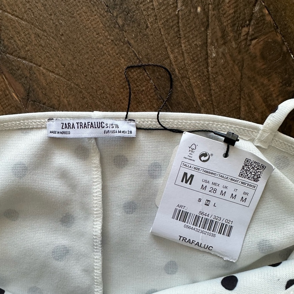 Zara white black polka dot spaghetti strap mini dress - Picture 5 of 5